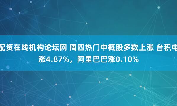 配资在线机构论坛网 周四热门中概股多数上涨 台积电涨4.87%，阿里巴巴涨0.10%