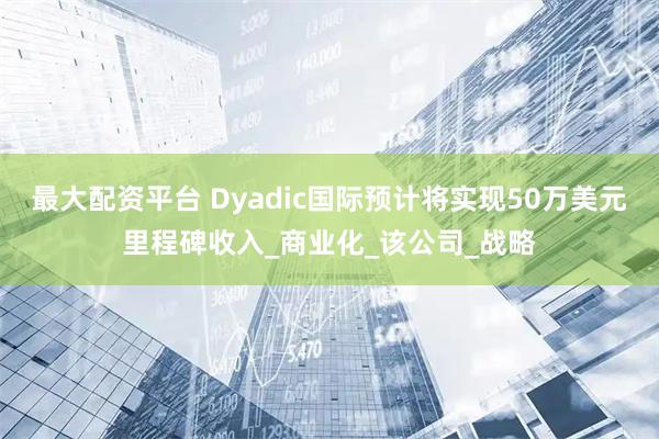 最大配资平台 Dyadic国际预计将实现50万美元里程碑收入_商业化_该公司_战略